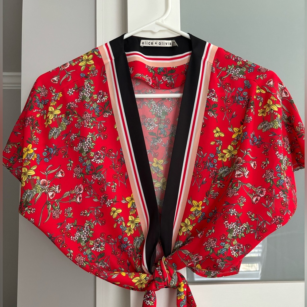 Alice + Olivia red floral crop top